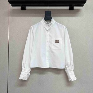 Miu Miu White Blouse with Logo Detail